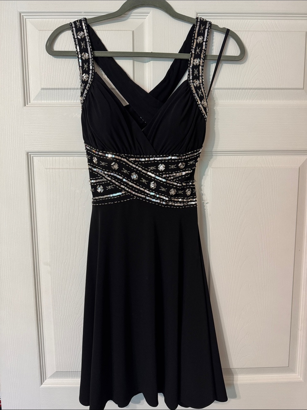 Jasmine Black Beaded V-Neck Midi Dress